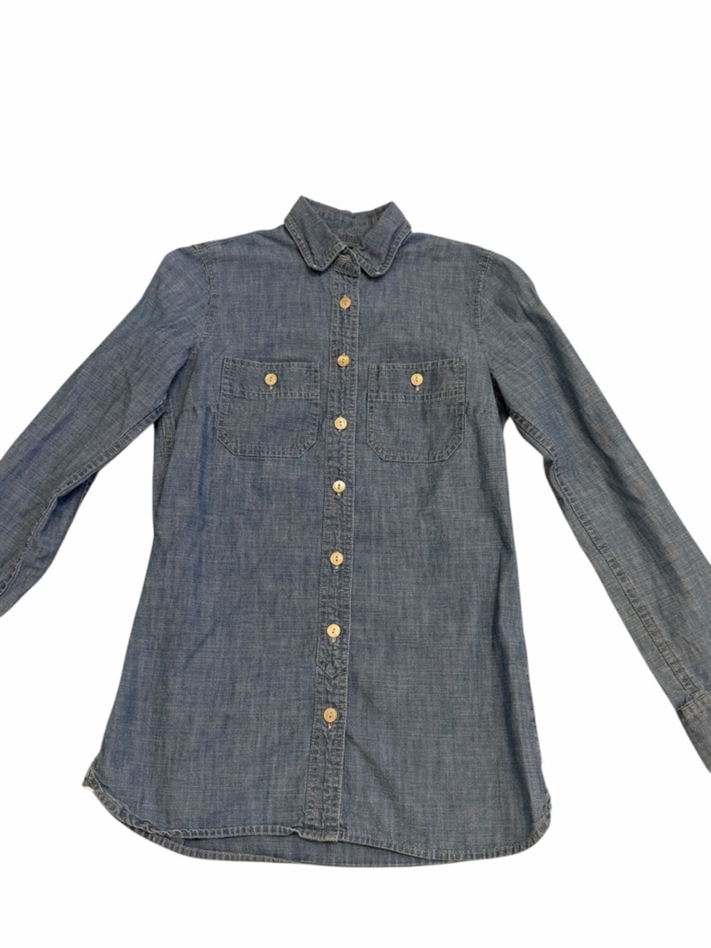 J CREW BUTTON DOWN Blue Long Sleeve Shirt - Great for layering! Size 000 - Picture 2 of 8